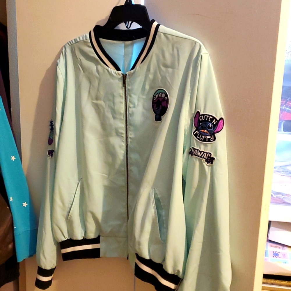 Disney Lilo & Stitch Patched Girls Satin Souvenir Jacket💙🤍 - Picture 9 of 16